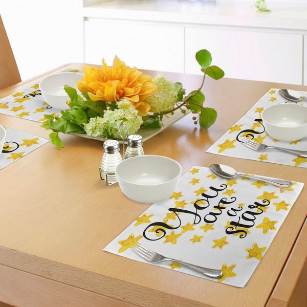 Abakuhaus Tovagliette Lifestyle, Motivazionali Sei Una Star Frase Citazione Incoraggiamento Parole Positive Design, Tiscjdeco In Tessuto Resistente Al Lavaggio Per La Sala Da Pranzo E La Cucina, Marrone Giallo Nero-image