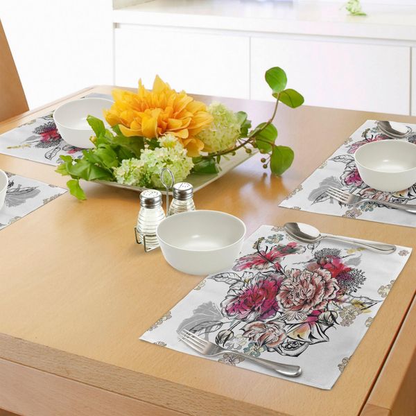 Tovagliette Abakuhaus Con Motivi Floreali, Romantico Bouquet Di Petali Di Rosa, Tema Nostalgico Per Matrimoni, Colori Misti, Stampa Digitale Su Tessuto Lavabile, Decorazione Per Tavola, Cucina, Multicolore-image