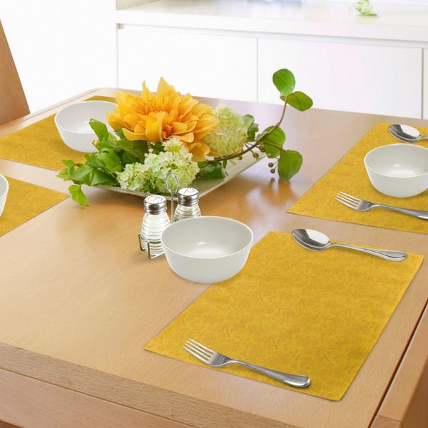 Tovagliette Abakuhaus, Motivo Foglia Di Alloro Dai Colori Autunnali Con Illustrazione Artistica Raffigurante Mirtilli E Frutti Di Stagione, Decorazione Da Tavola In Tessuto Resistente Ai Colori Per La Sala Da Pranzo E La Cucina, Calendula-image