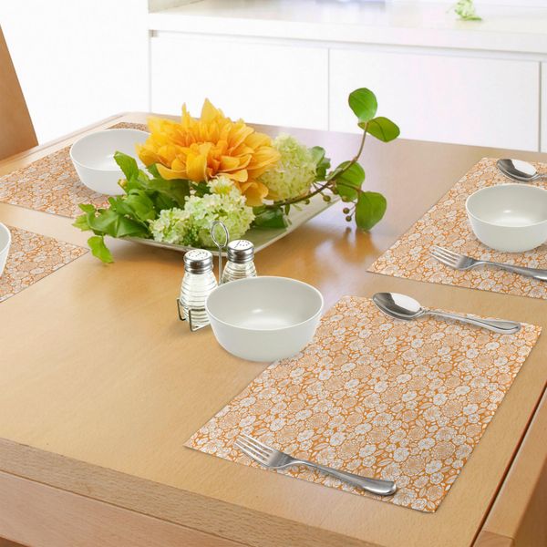 Tovagliette Abakuhaus Con Motivi Floreali, Primavera Estate Casa Giardino Campo All'aperto Con Immagini Floreali Dettagliate Di Foglie, Decorazioni Da Tavola In Tessuto Resistente Allo Scolorimento Per Sala Da Pranzo E Cucina, Calendula E Bianco-image