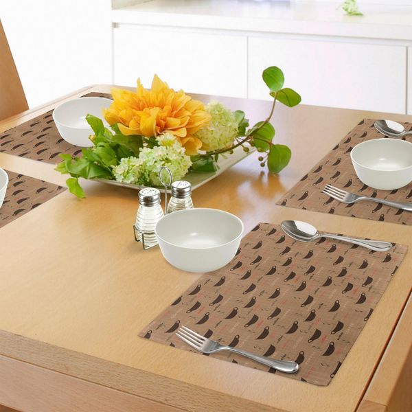 Tovagliette Abakuhaus, Tazze Da Caffè In Tonalità Terra, Immagine Di Caffè Espresso Latte Fresco, Caffeina, Tiscjdeco In Tessuto Resistente Al Colore Per La Sala Da Pranzo E La Cucina, Marrone Chiaro Cioccolato-image