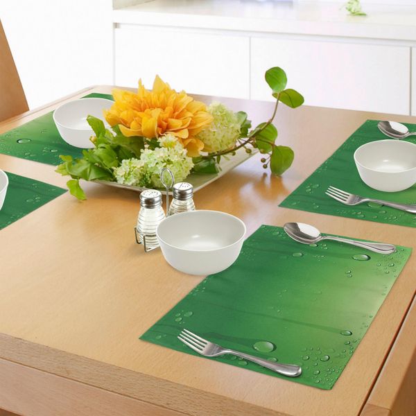 Abakuhaus Tovagliette Verdi, Illustrazione Vettoriale Astratta Dell'acqua Come Sfondo, Tiscjdeco In Tessuto Resistente Al Lavaggio Per La Sala Da Pranzo E La Cucina, Verde Mela Verde Felce-image