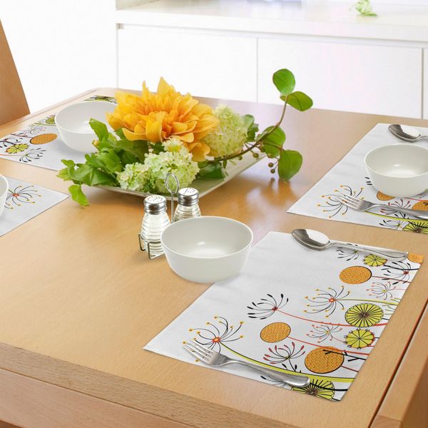 Tovagliette Abakuhaus Con Motivi Floreali, Fiori Ombrelliferi, Giardino, Estate, Primavera, Illustrazione Con Petali Carini, Tiscjdeco In Tessuto Resistente Al Lavaggio Per Sala Da Pranzo E Cucina, Calendula Gialla-image