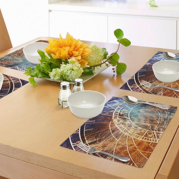 Abakuhaus Tovagliette Astrologiche, Design Da Viaggio, Antica Città Di Praga, Orologio Oroscopo, Repubblica Ceca, Stampa Artistica, Tiscjdeco In Tessuto Resistente Ai Colori Per La Sala Da Pranzo E La Cucina, Multicolore-image