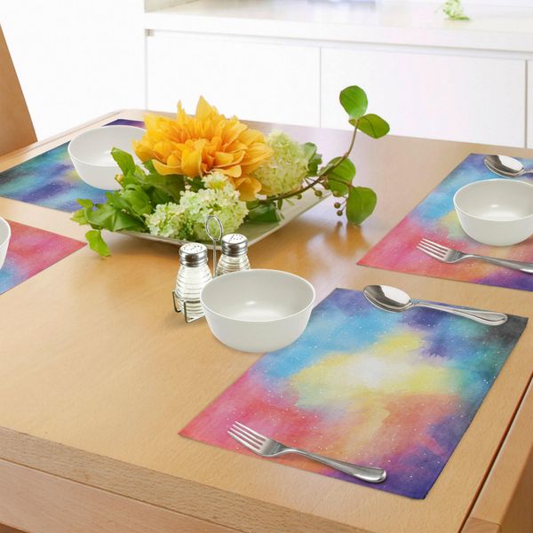 Tovagliette Abakuhaus Space, Acquerello, Nebulosa, Galassia Colorata, Stelle, Universo, Cosmo Sognante, Arte Celeste, Tiscjdeco In Tessuto Resistente Al Colore Per La Sala Da Pranzo E La Cucina, Multicolore-image
