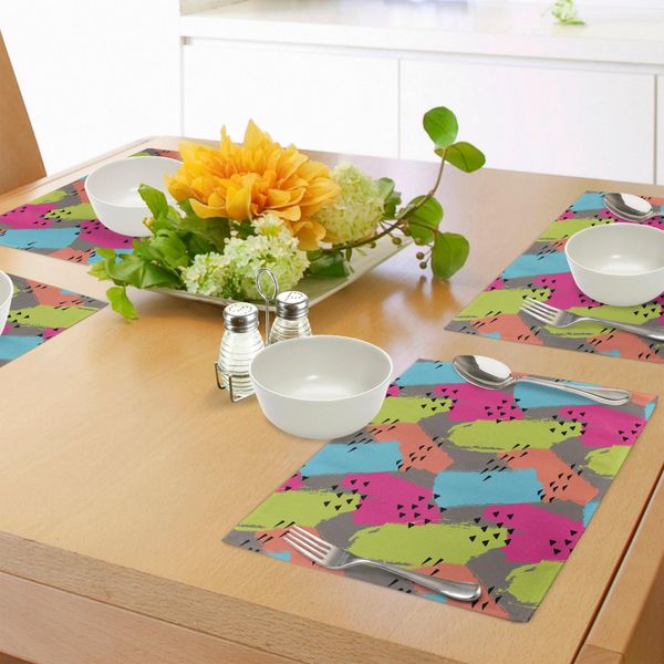Abakuhaus Tovagliette Moderne, Design Vettoriale Astratto, Pennellate Colorate Con Stampa Geometrica A Triangoli, Decorazioni Da Tavola In Tessuto Resistente Al Lavaggio Per La Sala Da Pranzo E La Cucina, Multicolore-image