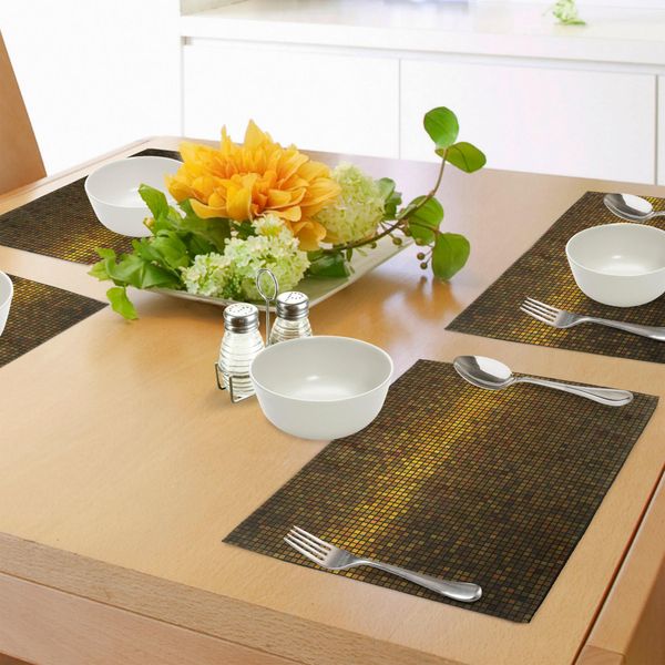 Abakuhaus Tovagliette Astratte, Motivo A Tema Discoteca, Effetto Digitale Pixelato, Mosaico Geometrico, Decorazioni Da Tavola In Tessuto Resistente Al Lavaggio Per Sala Da Pranzo E Cucina, Multicolore-image