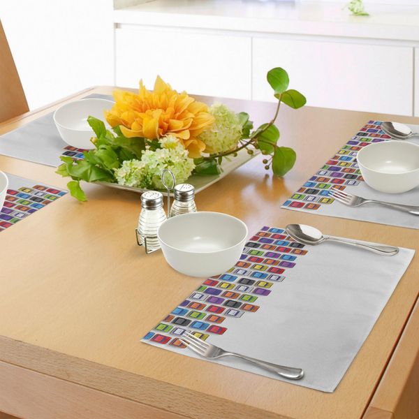 Abakuhaus Tovagliette Moderne, Traffico Con Auto, Vita Cittadina, Illustrazione Artistica, Tiscjdeco In Tessuto Resistente Ai Colori Per La Sala Da Pranzo E La Cucina, Multicolore-image