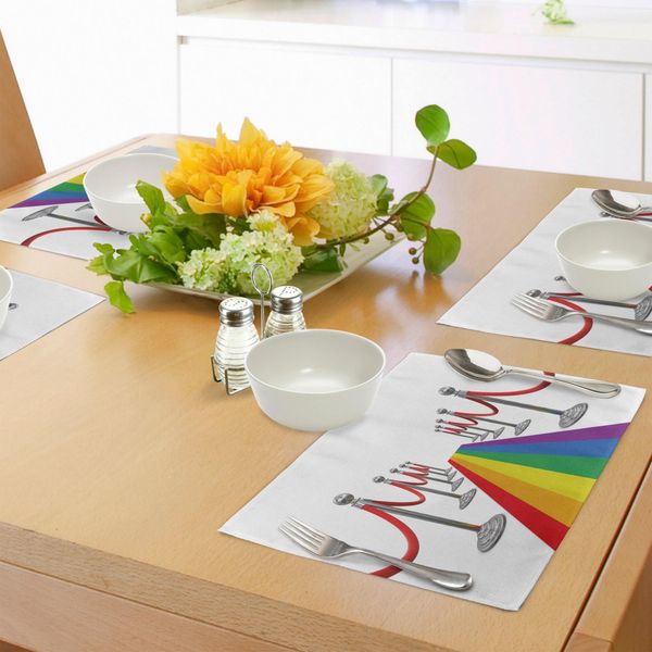 Abakuhaus Tovagliette Stolz, Tappeti Colorati E Colonnine Cerimonia Comunità Gay Parade Evento Importante Immagine, Tiscjdeco In Tessuto Colorato Per La Sala Da Pranzo E La Cucina, Multicolore-image