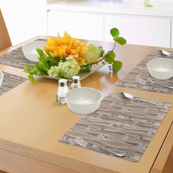 Tovagliette Abakuhaus Con Motivi Floreali, Fiori Primaverili, Strisce Ondulate, Vendemmia, Design Romantico, Decorazioni Da Tavola In Tessuto Resistente Al Lavaggio Per Sala Da Pranzo E Cucina, Marrone Scuro, Marrone Sabbia, Cannella-image