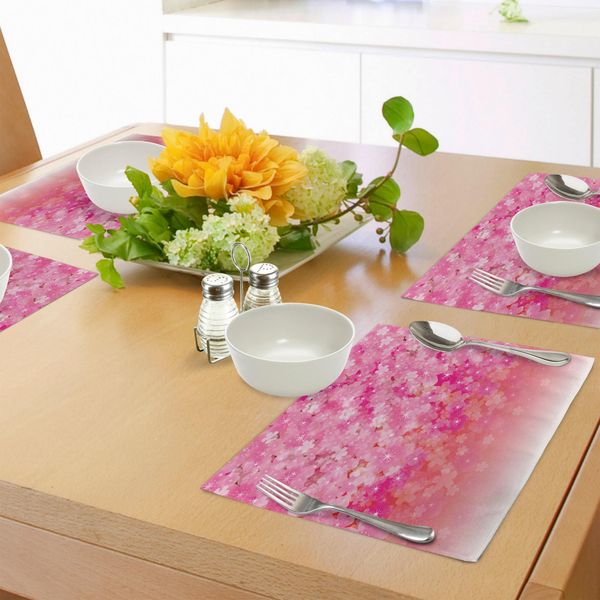Abakuhaus Tovagliette Rosa Pallido, Ciliegio In Fiore, Vibrante Immagine Della Bellezza Primaverile In Giappone, Tiscjdeco In Tessuto Resistente Al Lavaggio Per Sala Da Pranzo E Cucina, Rosa Chiaro-image