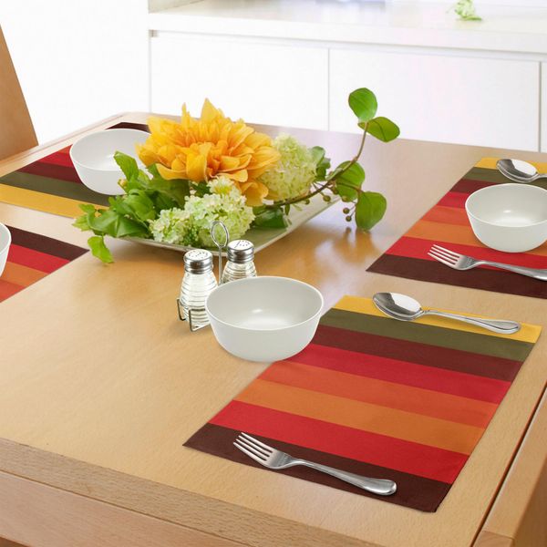 Abakuhaus Tovagliette Astratte, Strisce Verticali Colorate, Tonalità Vivaci, Linee Geometriche Dritte, Design Artistico, Decorazioni Da Tavola In Tessuto Resistente Al Colore Per La Sala Da Pranzo E La Cucina, Multicolore-image