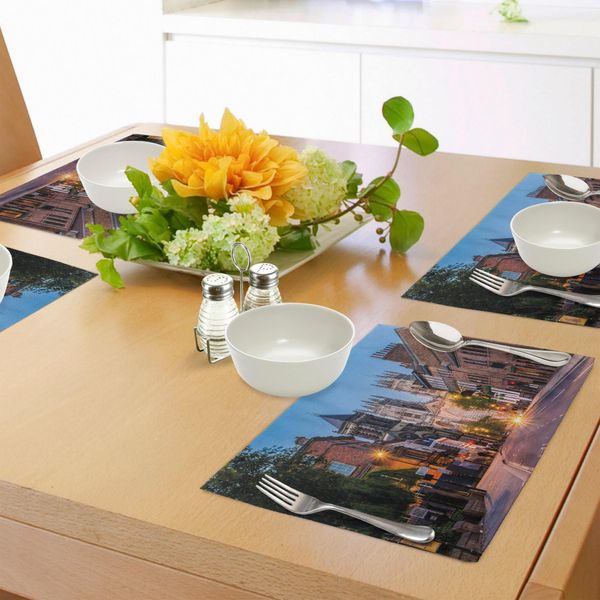 Tovagliette Abakuhaus In Stile Gotico, Vista Della Cattedrale Di York Nella Città Storica Di York In Inghilterra, Tiscjdeco In Tessuto Resistente Al Colore Per La Sala Da Pranzo E La Cucina, Multicolore-image