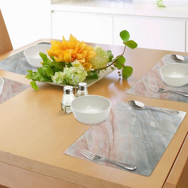 Tovagliette In Marmo Abakuhaus, Pietra Onice Con Texture Naturale, Graffi Autentici, Illustrazione Artistica, Tiscjdeco In Tessuto Resistente Al Colore Per La Sala Da Pranzo E La Cucina, Grigio Chiaro Pesca-image