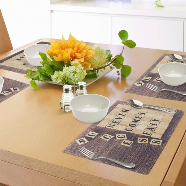 Abakuhaus Tovagliette Ispiratrici, Il Successo Non Arriva Mai Facilmente, Citazione Su Stampe Zen Lifestyle, Decorazioni Per Tavola In Tessuto Resistente Ai Colori Per La Sala Da Pranzo E La Cucina, Marrone Sabbia Marrone Terra D'ombra-image