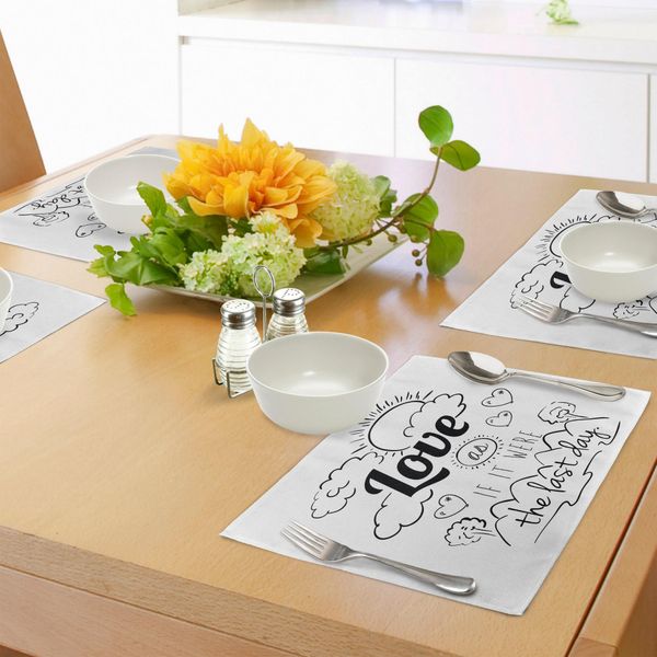 Abakuhaus Tovagliette Ispiratrici, Citazioni Incoraggianti, Design Ottimista, Filosofia Motivazionale, Messaggio Di Vita, Decorazioni Da Tavola In Tessuto Resistente Al Lavaggio Per La Sala Da Pranzo E La Cucina, Bianco E Nero-image