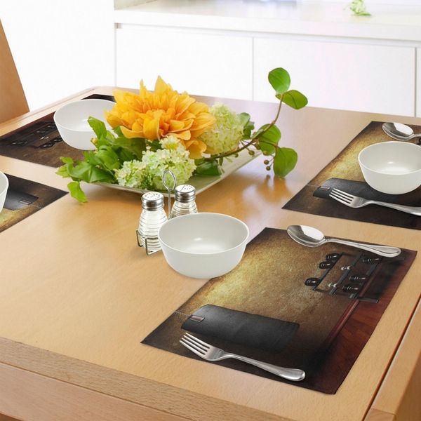 Abakuhaus Tappetini Da Palestra, Sala Ginnastica Con Attrezzi Manubri Elaborare Concetto Stampa Digitale 3D, Tiscjdeco In Tessuto Resistente Al Colore Per Sala Da Pranzo E Cucina, Marrone Chiaro Redwood Nero-image