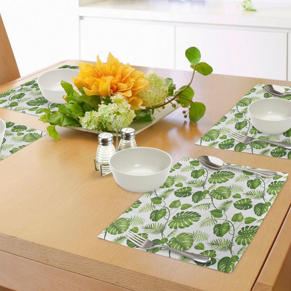 Abakuhaus Tovagliette, Foresta Pluviale Brasiliana, Foglie Naturali, Edera, Palme, Banani, Foglie, Stampa Artistica, Tiscjdeco In Tessuto Resistente Al Lavaggio Per Sala Da Pranzo E Cucina, Verde Chiaro-image
