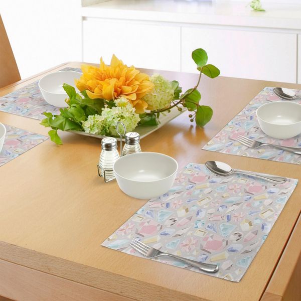 Tovagliette Abakuhaus Pastel, Diamante Colorato Con Stampa Digitale Ricca Di Motivi Femminili E Stilistici, Tovaglietta Decorativa In Tessuto Resistente Ai Colori Per La Sala Da Pranzo E La Cucina, Multicolore-image