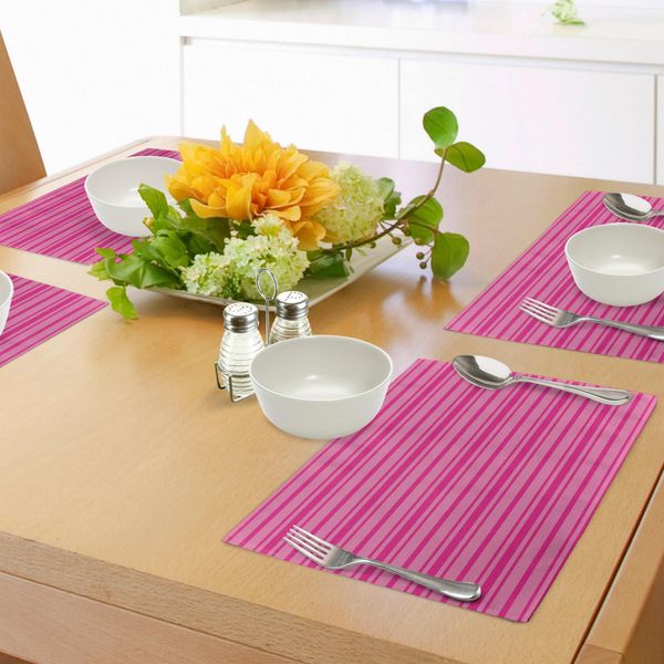 Tovagliette Abakuhaus Rosa, Strisce Orizzontali Audaci E Sottili In Rosa, Composizione Geometrica Classica, Tiscjdeco In Tessuto Resistente Al Lavaggio Per La Sala Da Pranzo E La Cucina, Rosa Rosa-image