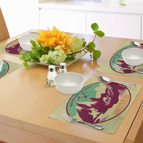 Abakuhaus Tovagliette Avventura, Journey Guida Alpina Trekking Arrampicata Campi Turismo Vivace Stampa Artistica Colorata, Tiscjdeco In Tessuto Resistente Ai Colori Per La Sala Da Pranzo E La Cucina, Multicolore-image