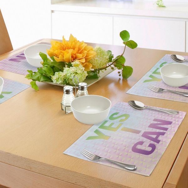 Abakuhaus Tovagliette Ispiratrici, Citazioni Motivazionali Sì, Posso Coraggio Determinazione Successo Filosofia Colorate, Tiscjdeco In Tessuto Resistente Ai Colori Per La Sala Da Pranzo E La Cucina, Multicolore-image