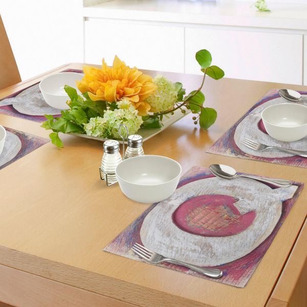 Abakuhaus Tovagliette Con La Lettera Q, Stampa Con Grafica Dell'alfabeto In Legno Con La Lettera Maiuscola Q, Tiscjdeco In Tessuto Resistente Al Colore Per La Sala Da Pranzo E La Cucina, Viola Blu Bianco Rosa-image