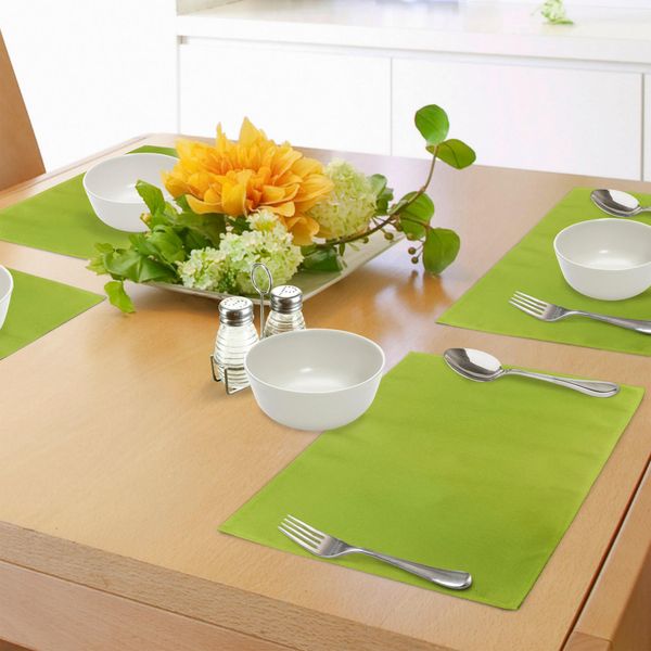 Abakuhaus Tovagliette Verde Lime, Sfondo Vuoto Sfocato, Tonalità Pastello, Tema Primaverile, Tiscjdeco In Tessuto Resistente Al Lavaggio Per Sala Da Pranzo E Cucina, Verde Mela-image