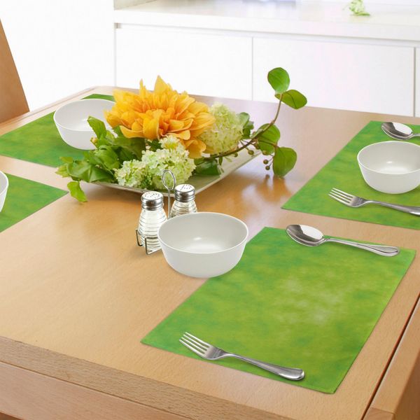 Tovagliette Abakuhaus Verde Lime, Sfondo Nebbioso Dai Toni Pastello, Irlandese Artistico Digitale, Tessuto Lavabile E Resistente Al Lavaggio Per Sala Da Pranzo E Cucina, Verde Lime-image