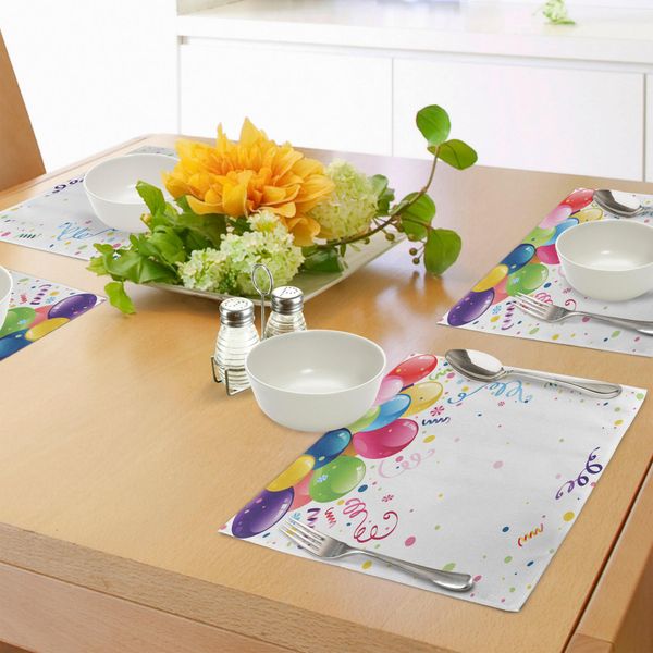Tovagliette Per Feste Per Bambini Abakuhaus, Divertimento E Intrattenimento Tema: Oggetti Vivaci E Colorati Con Elementi Astratti, Decorazioni Da Tavola In Tessuto Resistente Ai Colori Per La Sala Da Pranzo E La Cucina, Multicolore-image