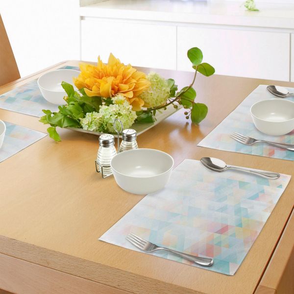 Abakuhaus Tovagliette Astratte, Composizione Geometrica Futuristica Con Immagini Triangolari, Forma A Mosaico Frattale, Tiscjdeco In Tessuto Resistente Al Lavaggio Per La Sala Da Pranzo E La Cucina, Multicolore-image