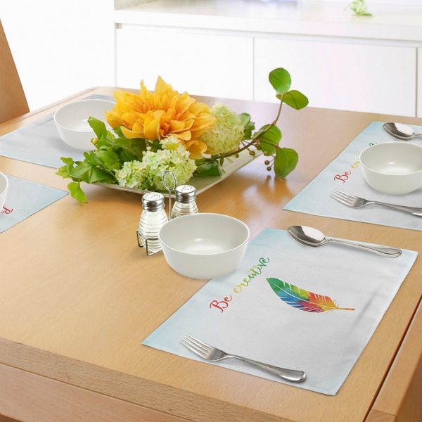 Tovagliette Abakuhaus, Bobina Color Arcobaleno E Immagine Creativa Con Citazione, Decorazione Da Tavolo In Tessuto Resistente Al Lavaggio Per Sala Da Pranzo E Cucina, Multicolore-image