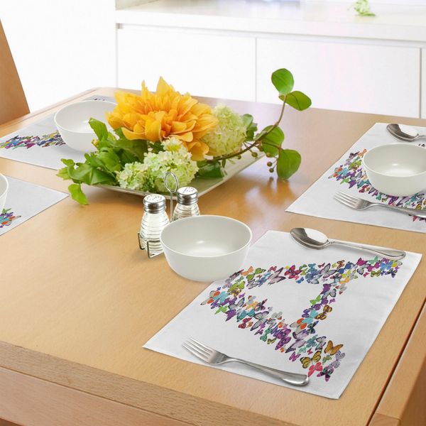 Abakuhaus Tovagliette Con Lettere, La Prima Lettera Dell'alfabeto A Forma Di Farfalla Natur Abc Multicolore, Tiscjdeco In Tessuto Resistente Al Lavaggio Per La Sala Da Pranzo E La Cucina, Multicolore-image