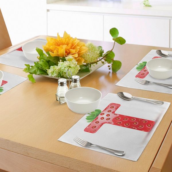 Abakuhaus Tovagliette Con Lettere, Tema Agricoltura E Raccolto, Alfabeto, Maiuscole, Scelte Salutari, Decorazioni Da Tavola In Tessuto Resistente Al Lavaggio Per La Sala Da Pranzo E La Cucina, Rosso Cinabro, Arancione, Verde-image