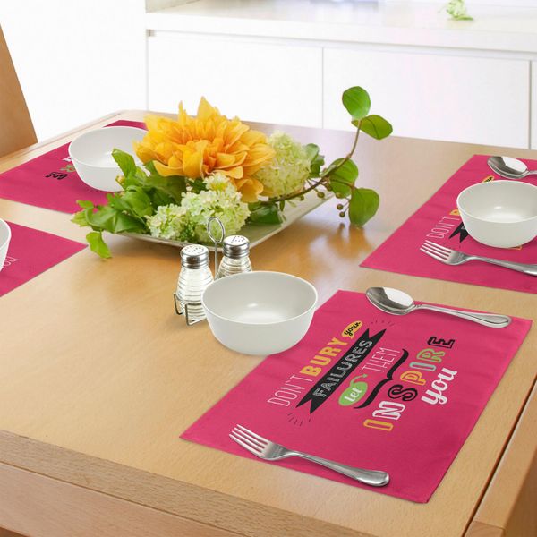 Abakuhaus Tovagliette Motivazionali, Incoraggianti Proverbio Correlato Con Caratteri Diversi Vibrazioni Positive Moderne, Decorazioni Da Tavola In Tessuto Resistente Ai Colori Per La Sala Da Pranzo E La Cucina, Multicolore-image