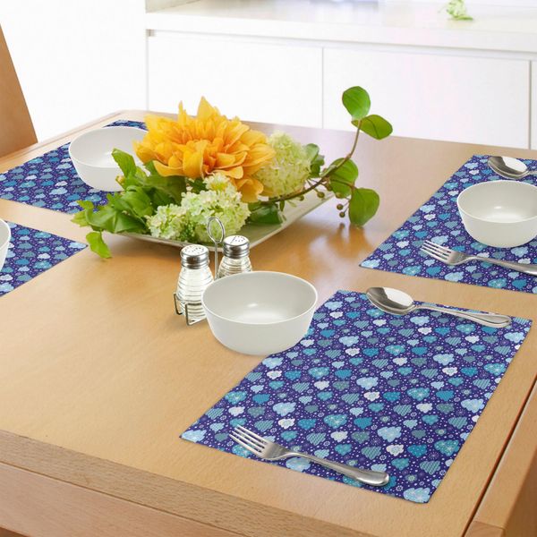 Tovagliette Invernali Abakuhaus, Fiocchi Di Neve E Sagome Natalizie Pine Trees Sweet Christmas, Decorazioni Da Tavola In Tessuto Resistente Ai Colori Per La Sala Da Pranzo E La Cucina, Viola, Blu, Azzurro, Bianco-image