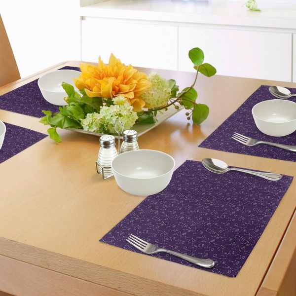 Abakuhaus Tovagliette Astrologiche, Motivi Con Segni Zodiacali E Costellazioni Movimento Cosmico Galattico, Tovaglietta Decorativa In Tessuto Resistente Al Lavaggio Per La Sala Da Pranzo E La Cucina, Indaco Bianco Grigio-image