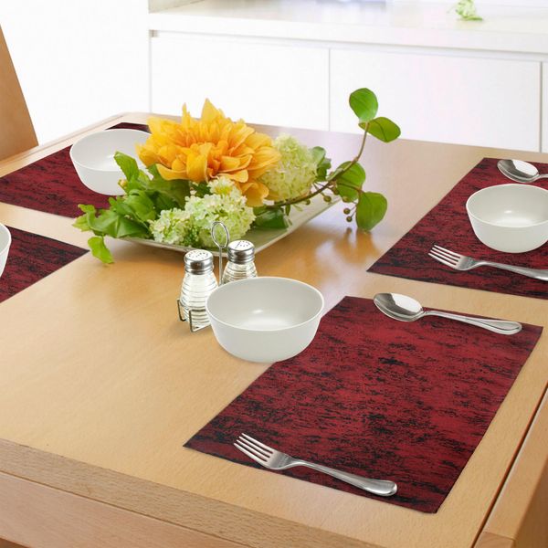Abakuhaus Tovagliette Rosse E Nere, Motivo Artistico Astratto Con Un Look Grunge E Vintage, Tiscjdeco In Tessuto Resistente Al Lavaggio Per La Sala Da Pranzo E La Cucina, Nero Rosso-image