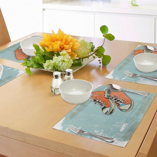 Abakuhaus Tovagliette Moderne, Scarpe Sportive Punk Vintage Con Effetti Grunge Opachi, Grafica Giovanile, Tiscjdeco In Tessuto Resistente Al Lavaggio Per La Sala Da Pranzo E La Cucina, Azzurro Arancione-image