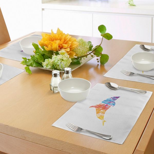 Tovagliette Abakuhaus Con Delfini, Multicolori Ocean Resident Vivid Creature Tema Nautico Animali Divertenti Illustrazioni, Tiscjdeco In Tessuto Resistente Ai Colori Per La Sala Da Pranzo E La Cucina, Multicolori-image