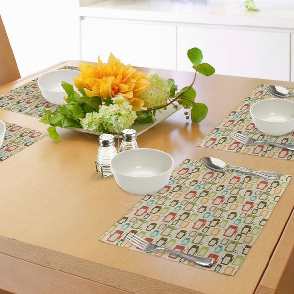 Abakuhaus Tovagliette Vintage, Motivo Televisivo Retrò Con Colori Retrò, Antenne, Elettronica, Intrattenimento, Decorazioni Da Tavola In Tessuto Resistente Ai Colori Per La Sala Da Pranzo E La Cucina, Multicolore-image