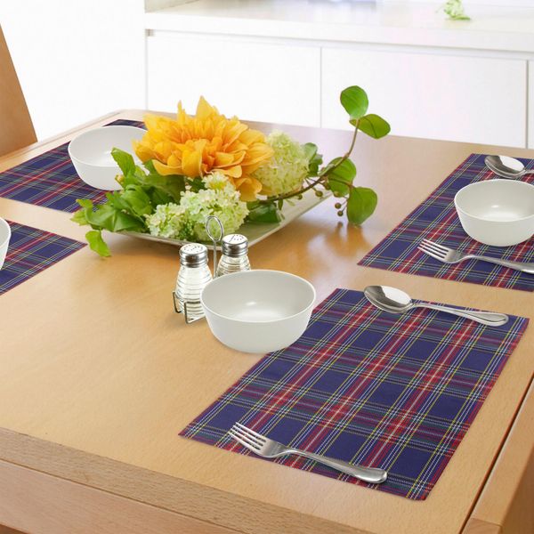 Tovagliette Abakuhaus, Stile Country Scozzese Tartan Vintage Con Motivo Geometrico, Tiscjdeco In Tessuto Resistente Al Lavaggio Per Sala Da Pranzo E Cucina, Multicolore-image