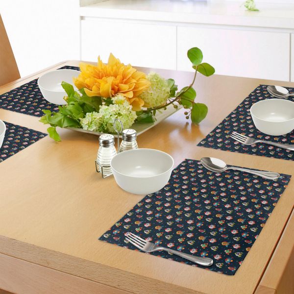 Abakuhaus Tovagliette Spaziali, Stile Caricaturale, Spazio Che Vola Attraverso Il Cosmo, Sfondo Con Astronauti, Tiscjdeco In Tessuto Resistente Ai Colori Per La Sala Da Pranzo E La Cucina, Multicolore-image