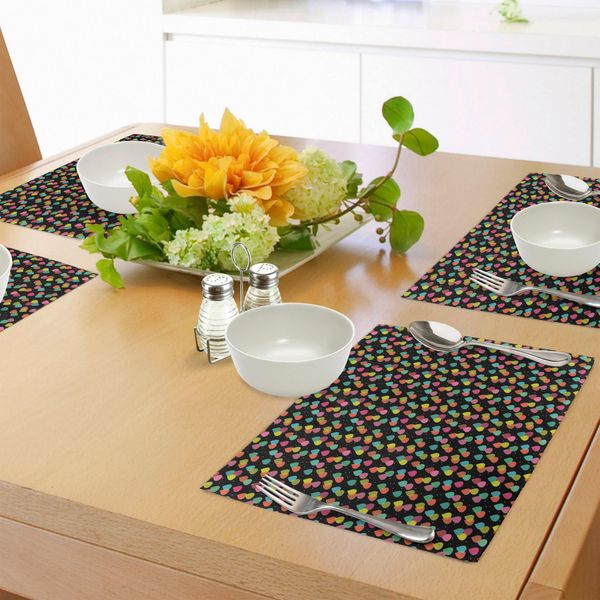 Abakuhaus Tovagliette Colorate, Motivo Astratto Con Gocce Di Pioggia In Vivaci Colori - Design Grafico Contemporaneo, Tiscjdeco In Tessuto Resistente Al Lavaggio Per La Sala Da Pranzo E La Cucina, Multicolore-image