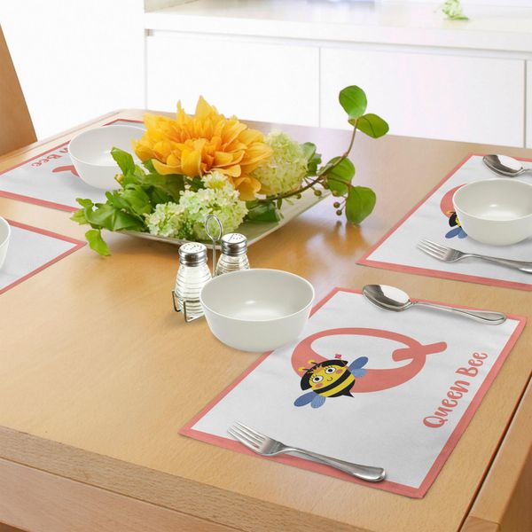 Tovagliette Abakuhaus Ape, Simpatica Ape Regina Che Tiene Lo Scettro, Abc Divertente Con Animali Caricaturali Che Imparano, Decorazione Da Tavola In Tessuto Resistente Ai Colori Per La Sala Da Pranzo E La Cucina, Multicolore-image
