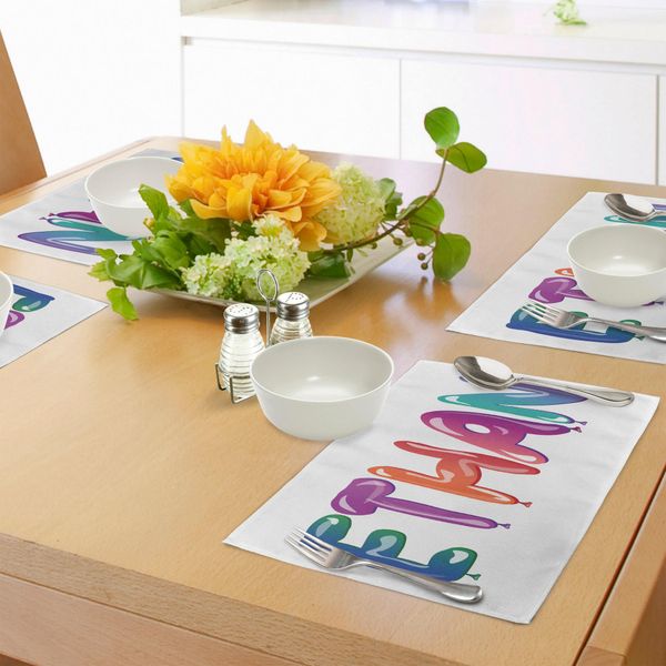 Tovagliette Abakuhaus Ethan, Lettere Colorate A Forma Di Palloncini, Font A Tema Happy Birthday Celebration, Decorazioni Da Tavola In Tessuto Resistente Al Lavaggio Per La Sala Da Pranzo E La Cucina, Multicolore-image