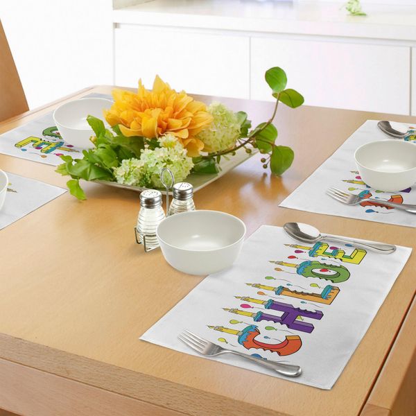Tovagliette Abakuhaus Chloe, Con Allegra Scritta "Happy Birthday"" E Candeline, Design Femminile Per Feste Di Compleanno, Nome, Decorazioni Da Tavola In Tessuto Resistente Al Lavaggio Per Sala Da Pranzo E Cucina, Multicolore"-image