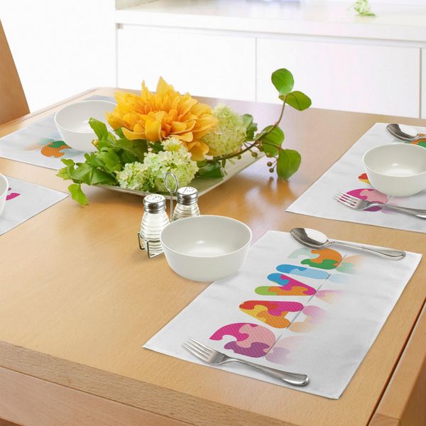 Abakuhaus David Tovagliette, Nome Maschile Ancestrale Con Connotazioni Religiose E Lettere Colorate In Stile Puzzle, Tiscjdeco In Tessuto Resistente Al Lavaggio Per La Sala Da Pranzo E La Cucina, Multicolore-image