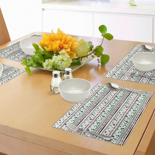 Tovagliette Tribali Abakuhaus, Stile Nativo Americano, Motivi Tradizionali Aztechi, Influenze Hippie Boho Old Fashioned, Tiscjdeco In Tessuto Resistente Al Lavaggio Per La Sala Da Pranzo E La Cucina, Multicolore-image