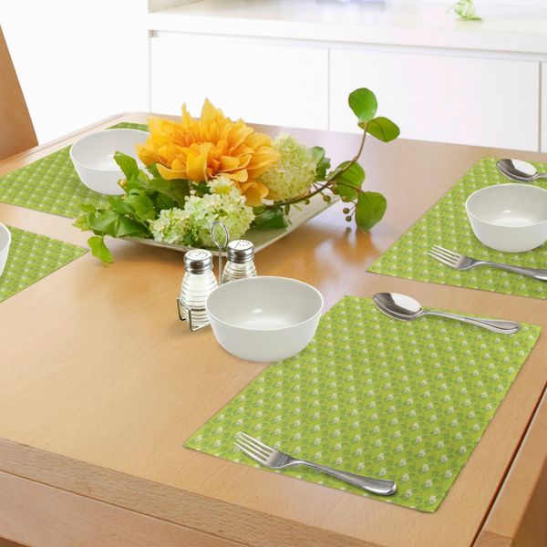 Abakuhaus Tovagliette Verdi, Foglie Autunnali Astratte Che Cadono, Fogliame Stagionale Naturale, Decorazioni Da Tavola In Tessuto Resistente Al Lavaggio Per La Sala Da Pranzo E La Cucina, Giallo Chiaro, Verde Mela, Giallo-image